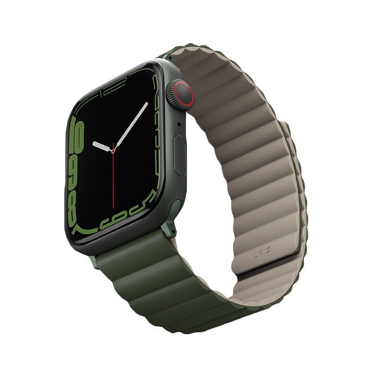 Ремешок Uniq. Магнитный браслет Uniq Revix для Apple watch 42 / 44 / 45mm силикон зеленый. Uniq Revix Reversible Magnetic (45mm-revgryorg) для Apple watch 42/44/45 mm (Grey/Orange) 1207726. Магнитный браслет Uniq Revix для Apple watch 42 / 44 / 45mm силикон красно-бордовый.