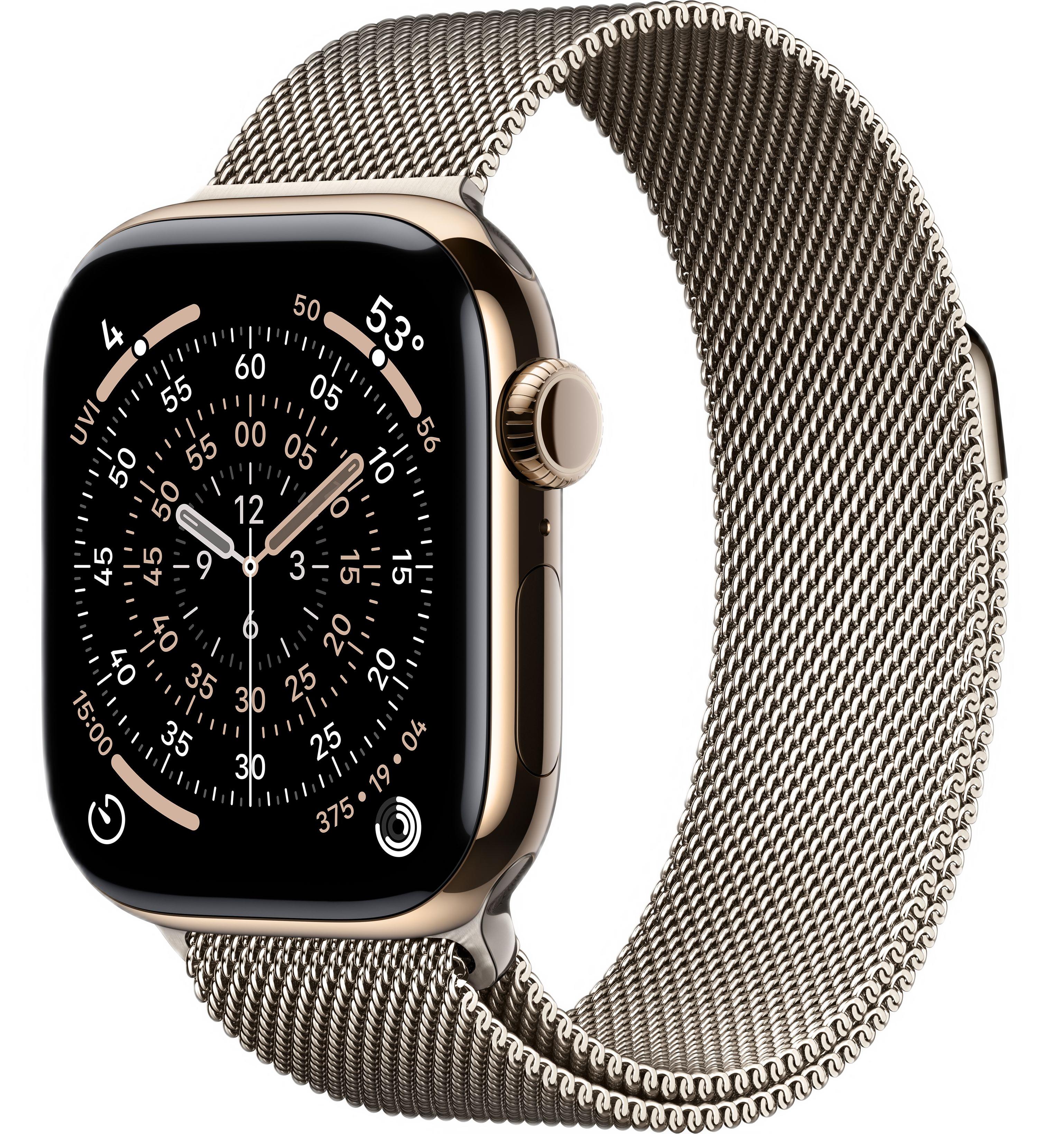 Часы Apple Watch Series 11 46mm Gold Titanium Case with Natural Milanese Loop (GPS + LTE)