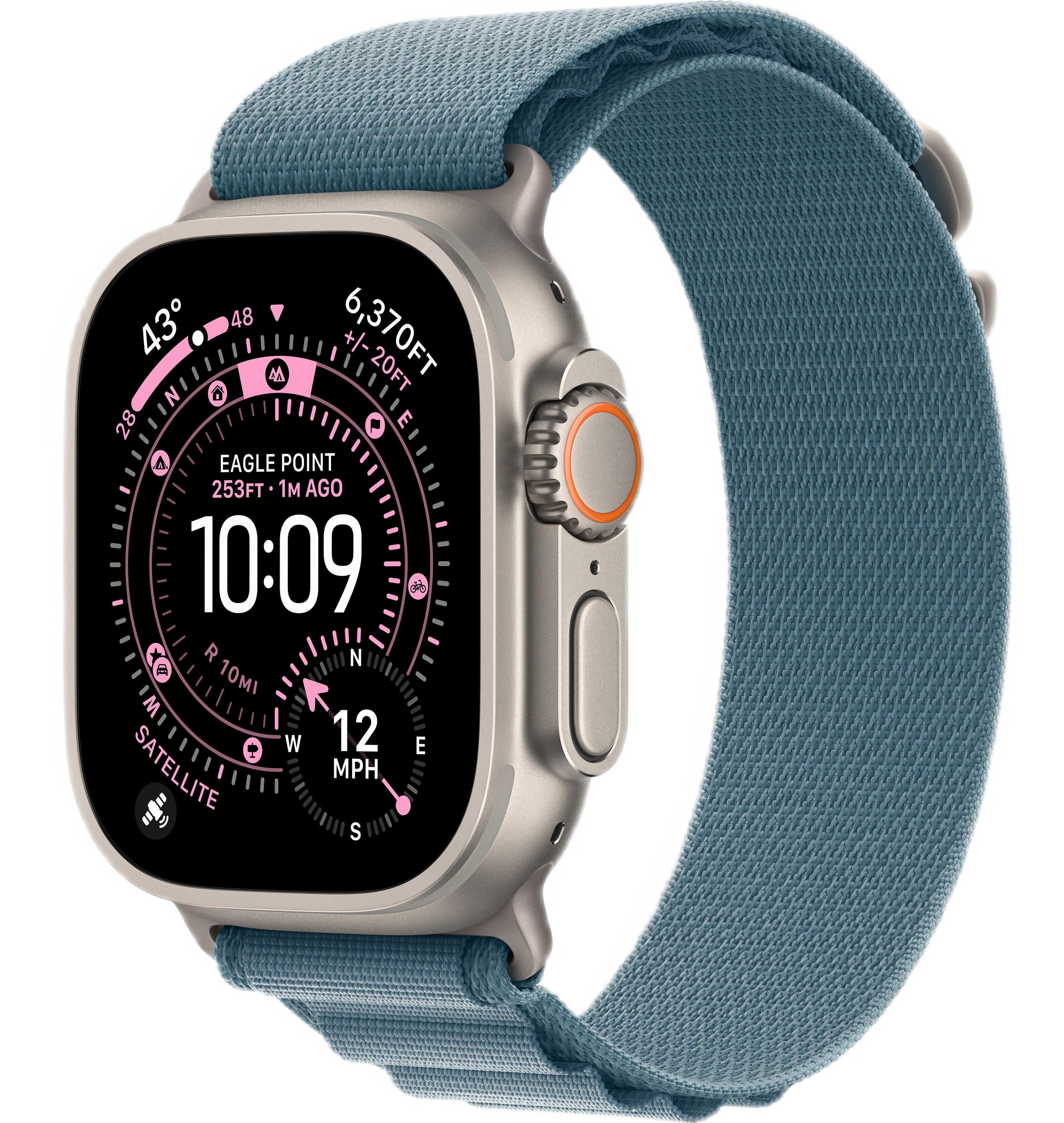 Apple Watch Ultra 3 (2025) 49mm Natural Titanium Case with Light Blue Alpine Loop - Small (GPS + Cellular)