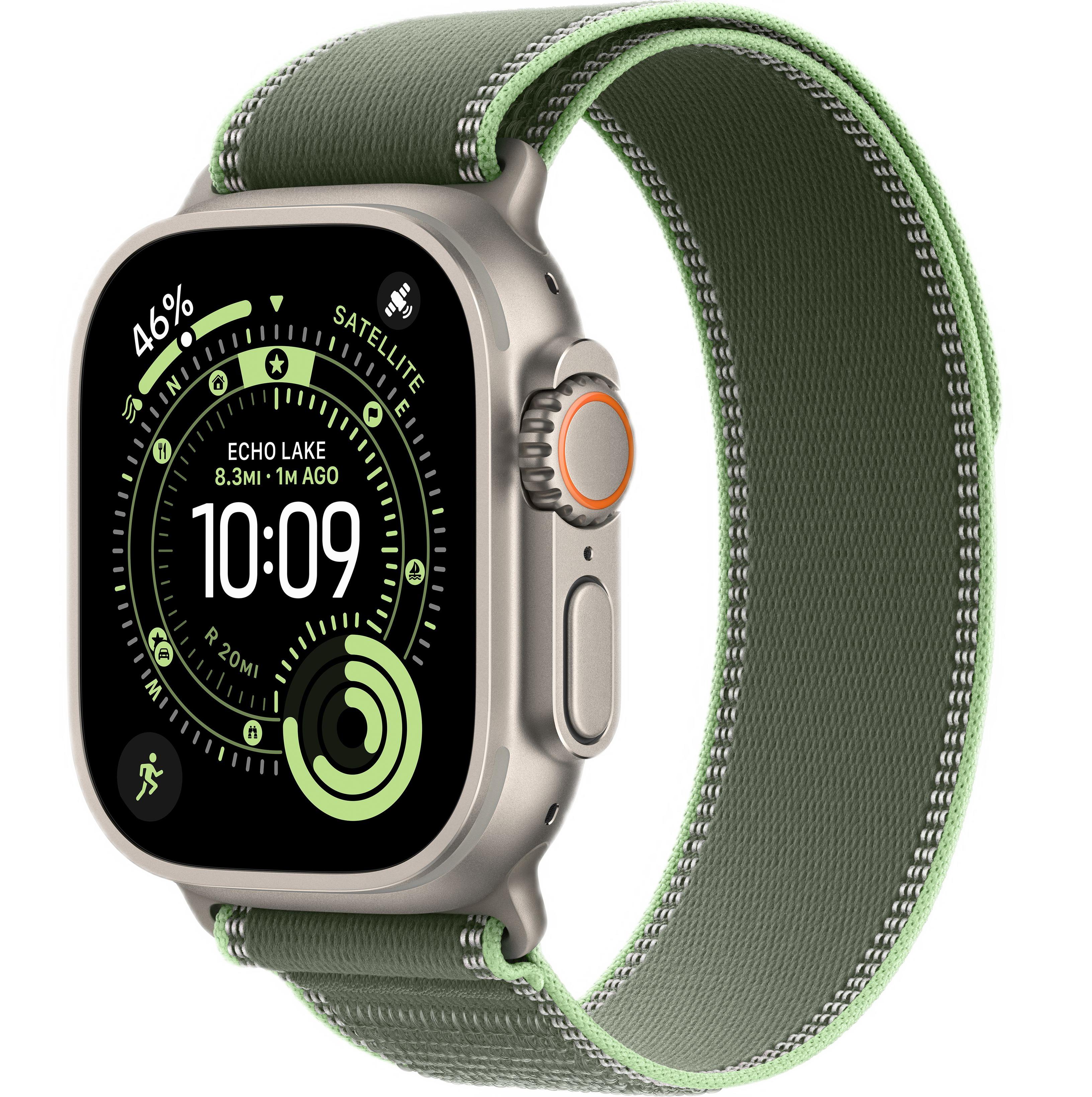 Apple Watch Ultra 3 (2025) 49mm Natural Titanium Case with Green/Neon Blue Trail Loop (GPS + Cellular) (M/L)