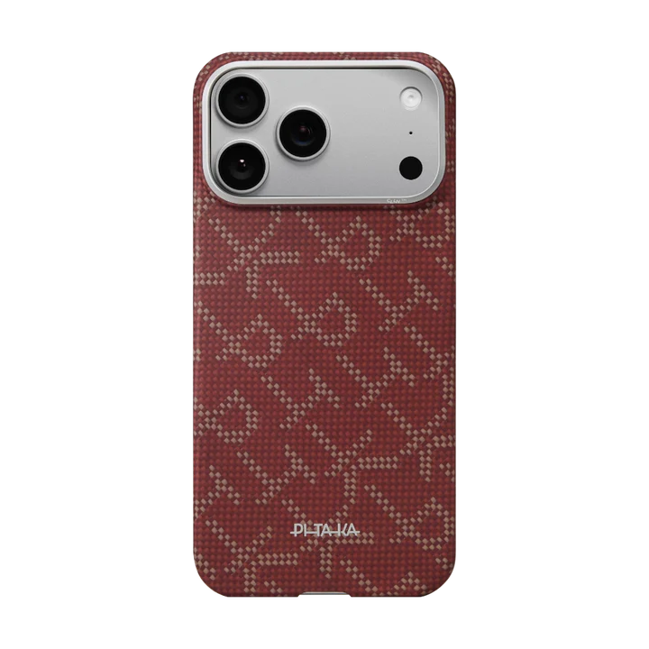 Защитный чехол Pitaka Monogram Ultra Slim Case for iPhone 17 Pro Gold/Red