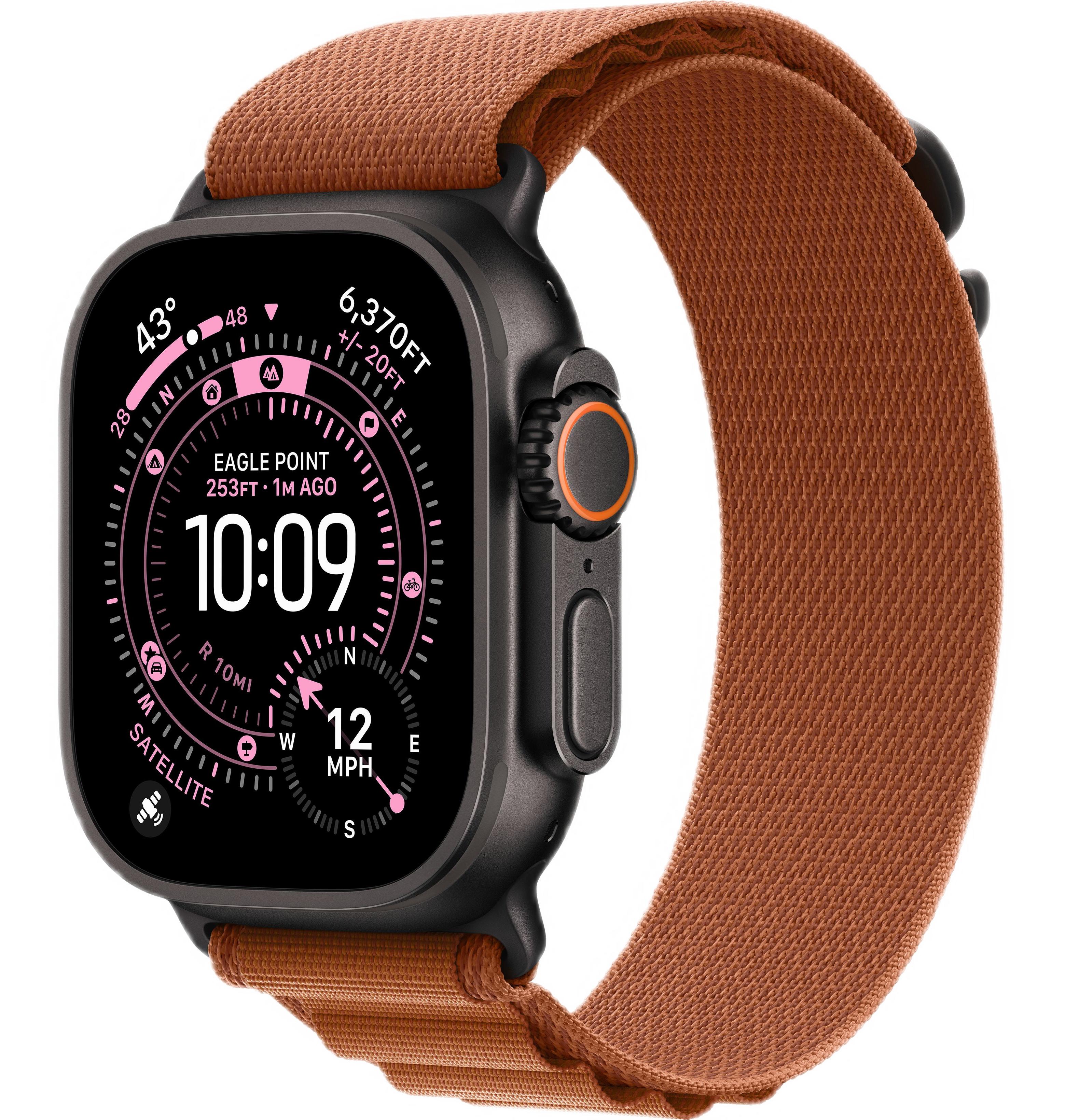 Apple Watch Ultra 3 (2025) 49mm Black Titanium Case with Terra Cotta Alpine Loop - Large (GPS + Cellular)