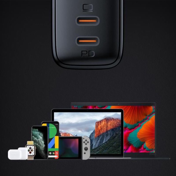 Сетевая зарядка Aukey Omnia Duo PD 65W 2xUSB-C PA-B4 Black