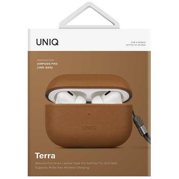 Чехол Uniq Terra Genuine Leather для AirPods Pro (2-го поколения) Toffee Brown