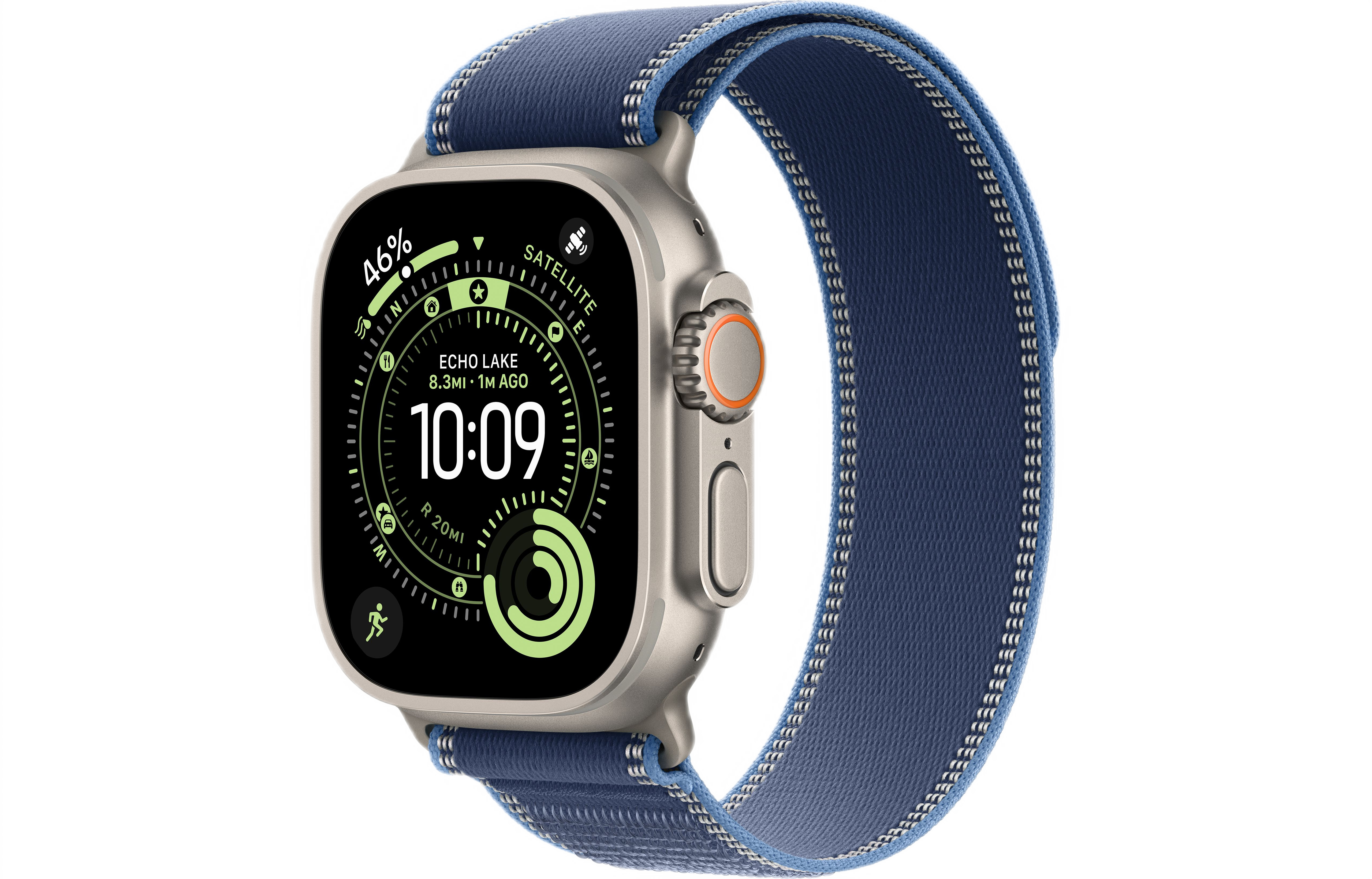 Apple Watch Ultra 3 (2025) 49mm Natural Titanium Case with Blue/Bright Blue Trail Loop (GPS + Cellular) (M/L)