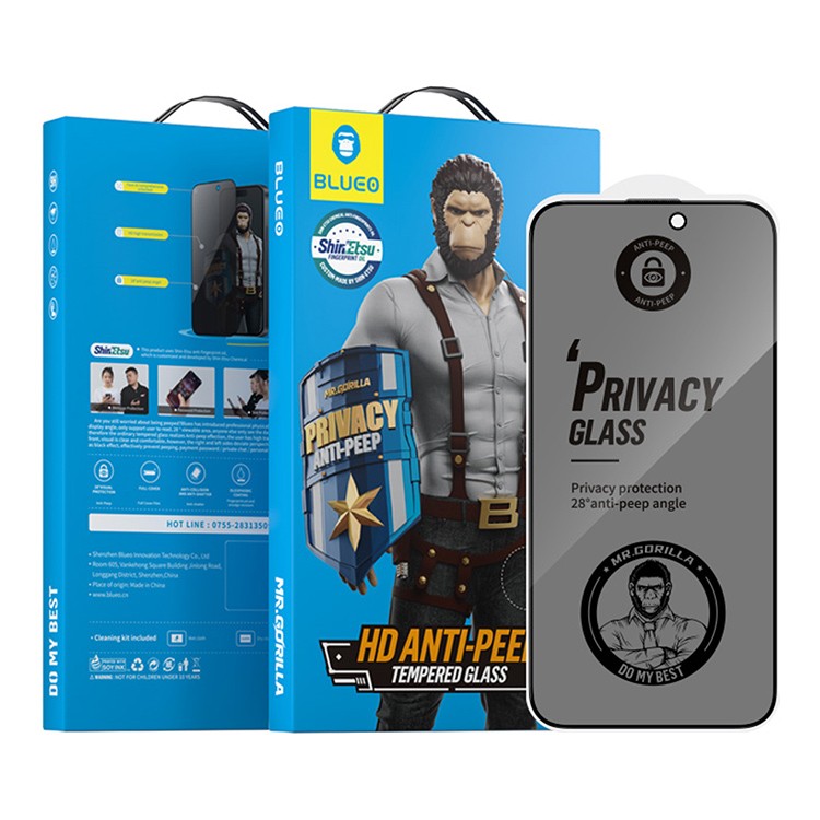 Защитное стекло BlueO для iPhone 17 Pro Max/16 Pro Max Anti-Peep Black