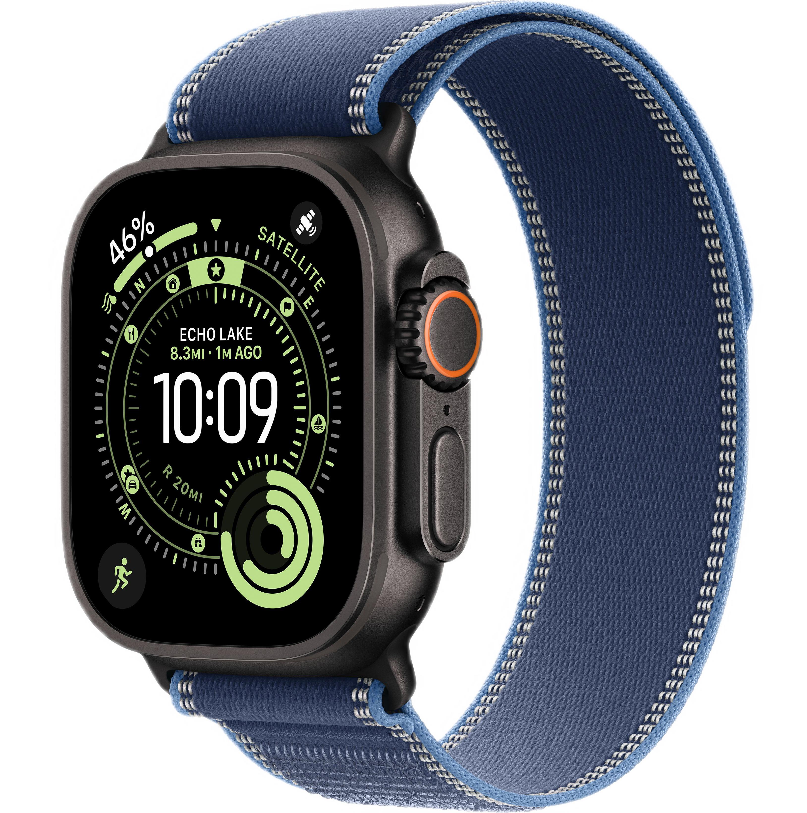 Apple Watch Ultra 3 (2025) 49mm Black Titanium Case with Blue/Bright Blue Trail Loop (GPS + Cellular) (S/M)