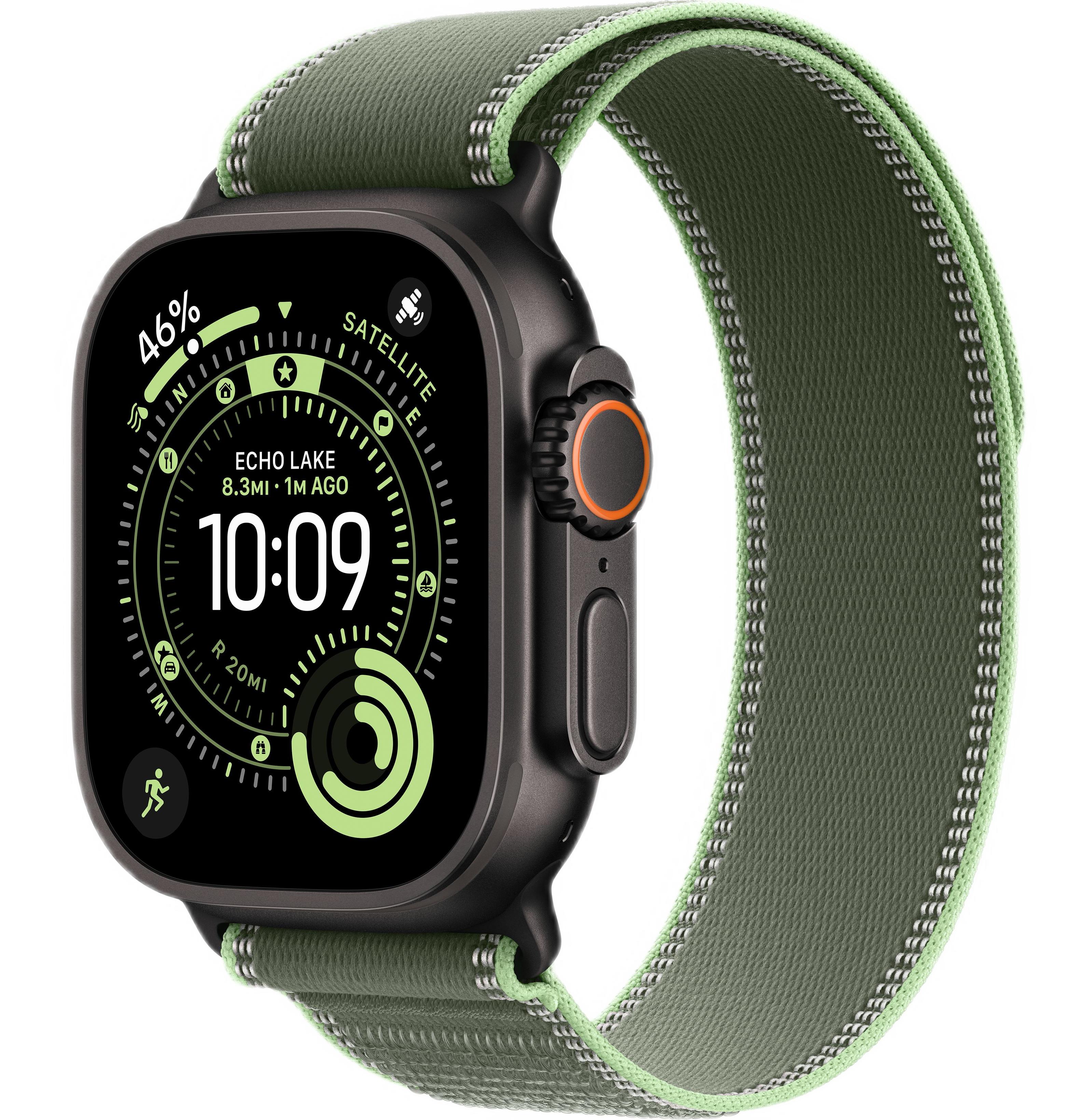 Apple Watch Ultra 3 (2025) 49mm Black Titanium Case with Green/Neon Blue Trail Loop (GPS + Cellular) (M/L)