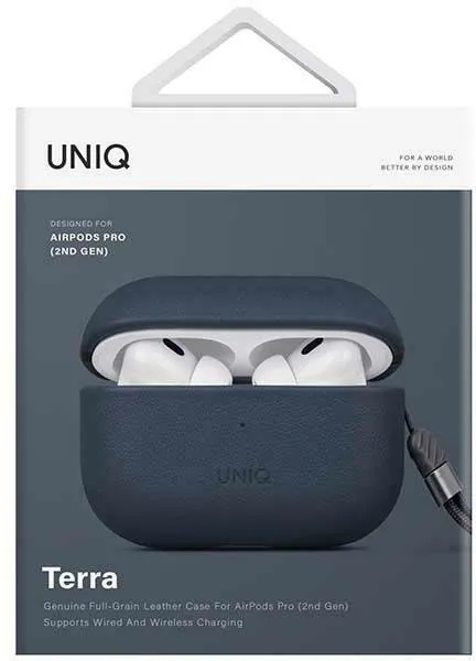 Чехол Uniq Terra Genuine Leather для AirPods Pro (2-го поколения) Space Blue