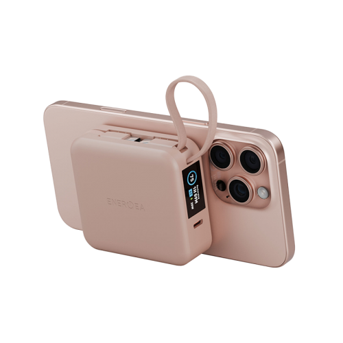 Внешний аккумулятор Energea Magpac Mini Plus Wireless Power Bank 10000mAh With Build in USB-C Cable & Display Pink