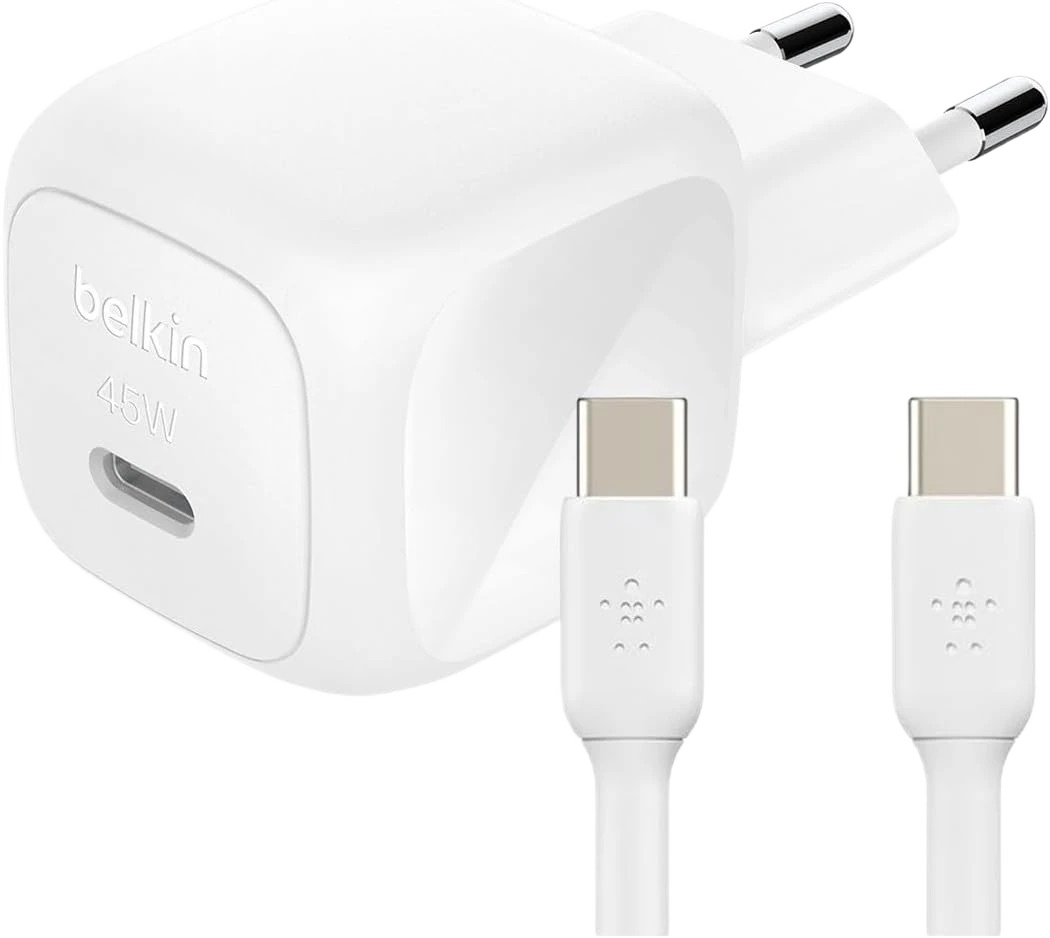 Сетевое зарядное устройство Belkin Wall Charger BoostCharge USB-C 45W с кабелем USB-C/USB-C PD 1m Белый