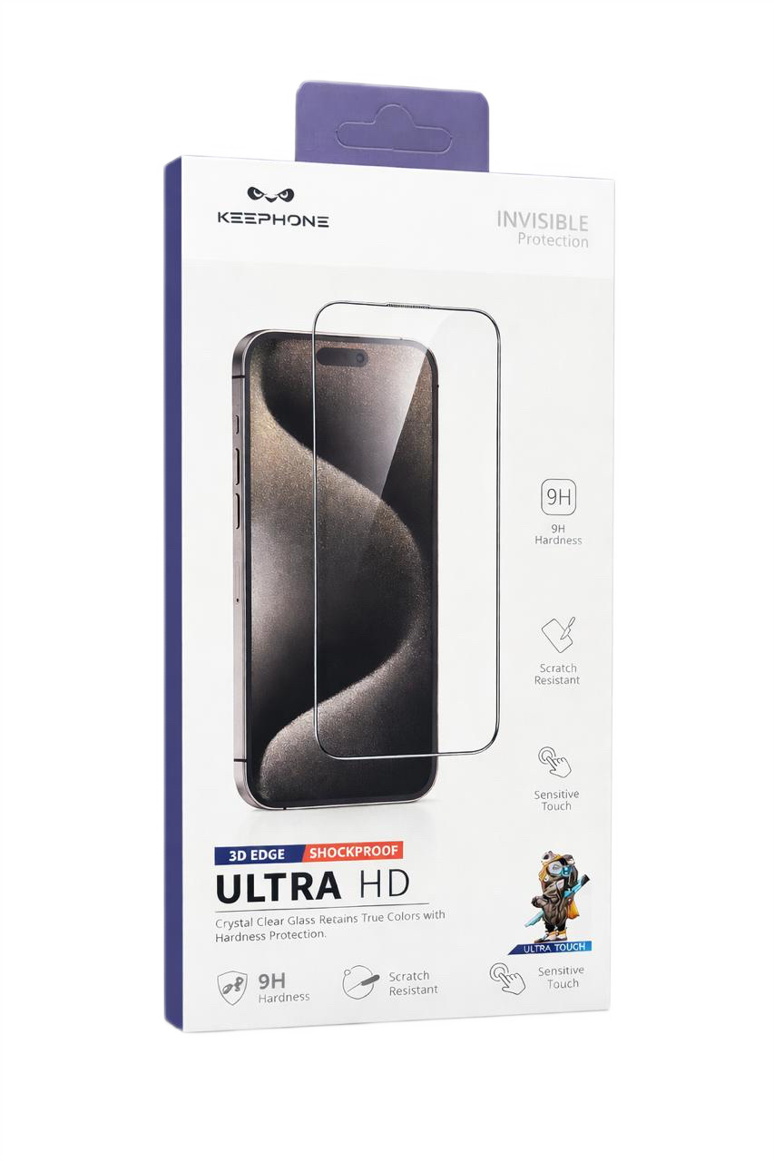 Защитное стекло для iPhone 15 Pro Keephone Ultra Hd Full Glue Glass