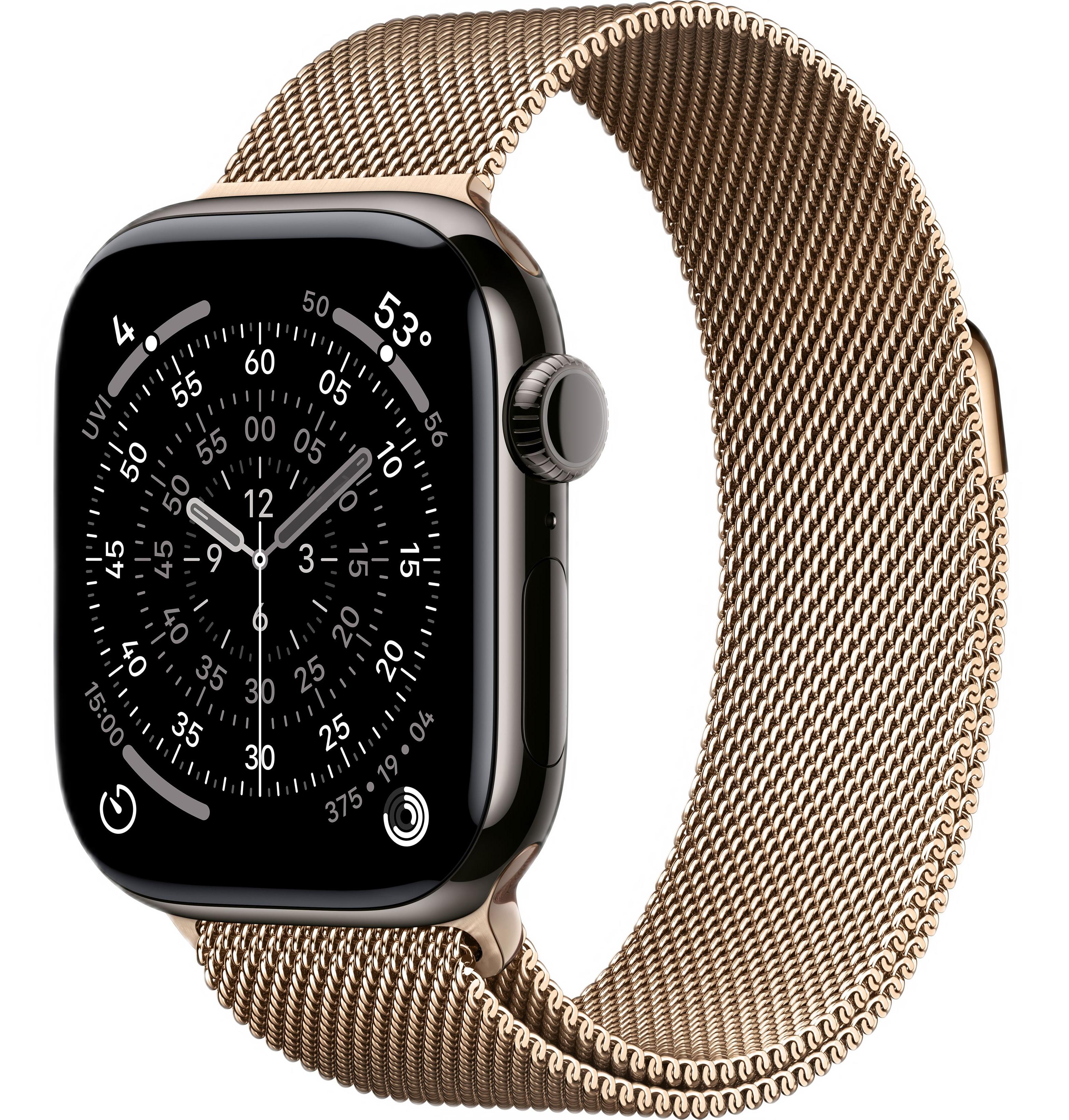 Часы Apple Watch Series 11 46mm Slate Titanium Case with Gold Milanese Loop (GPS + LTE)