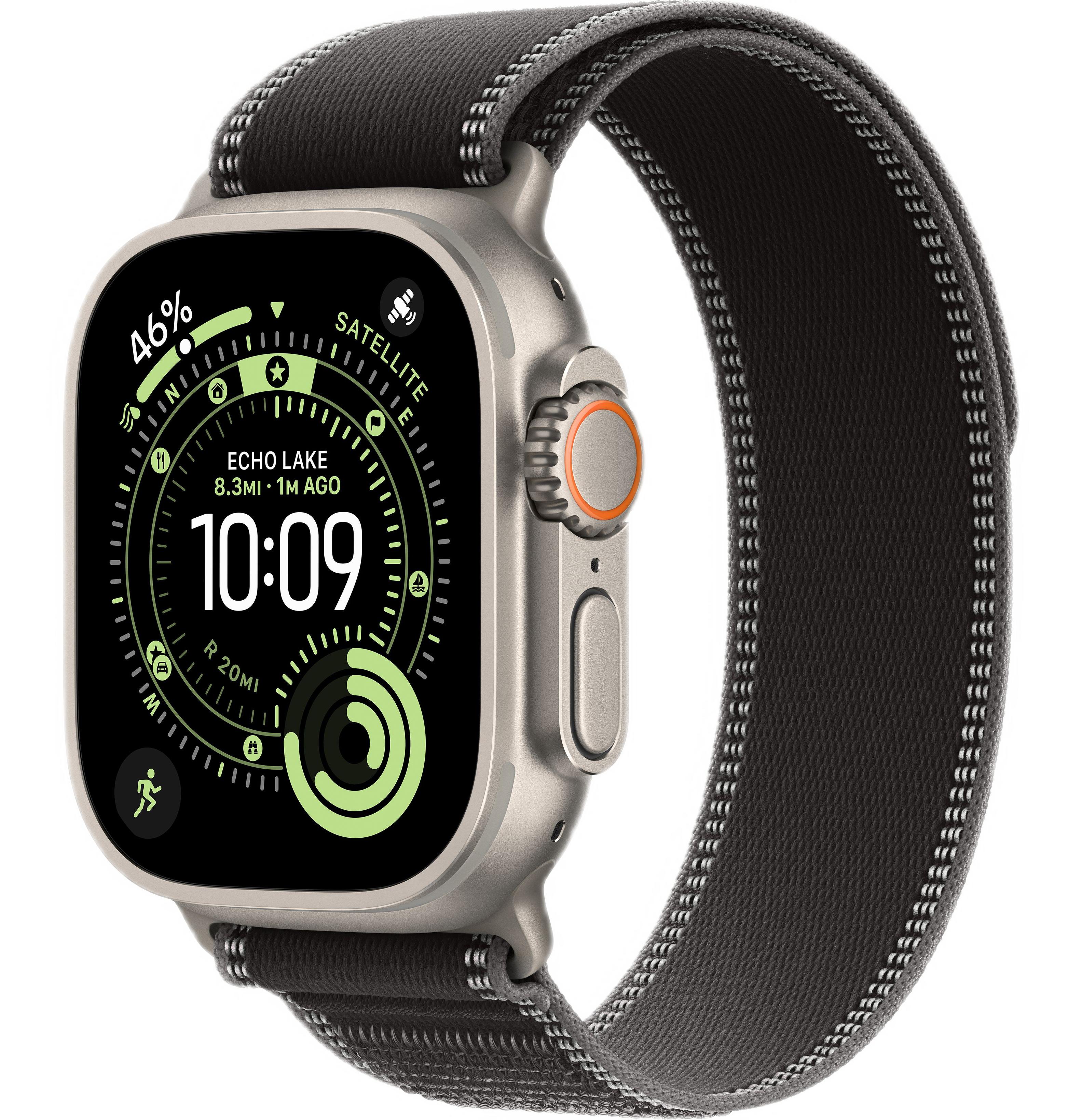 Apple Watch Ultra 3 (2025) 49mm Natural Titanium Case with Black/Charcoal Trail Loop (GPS + Cellular) (M/L)