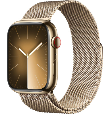 Часы Apple Watch Series 9 45mm Gold Stainless Steel Case with Gold Milanese Loop (GPS + LTE)