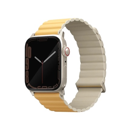 Ремешок Uniq для Apple Watch 38-41 mm Revix Premium Edition Leather Canary Yellow / Ivory