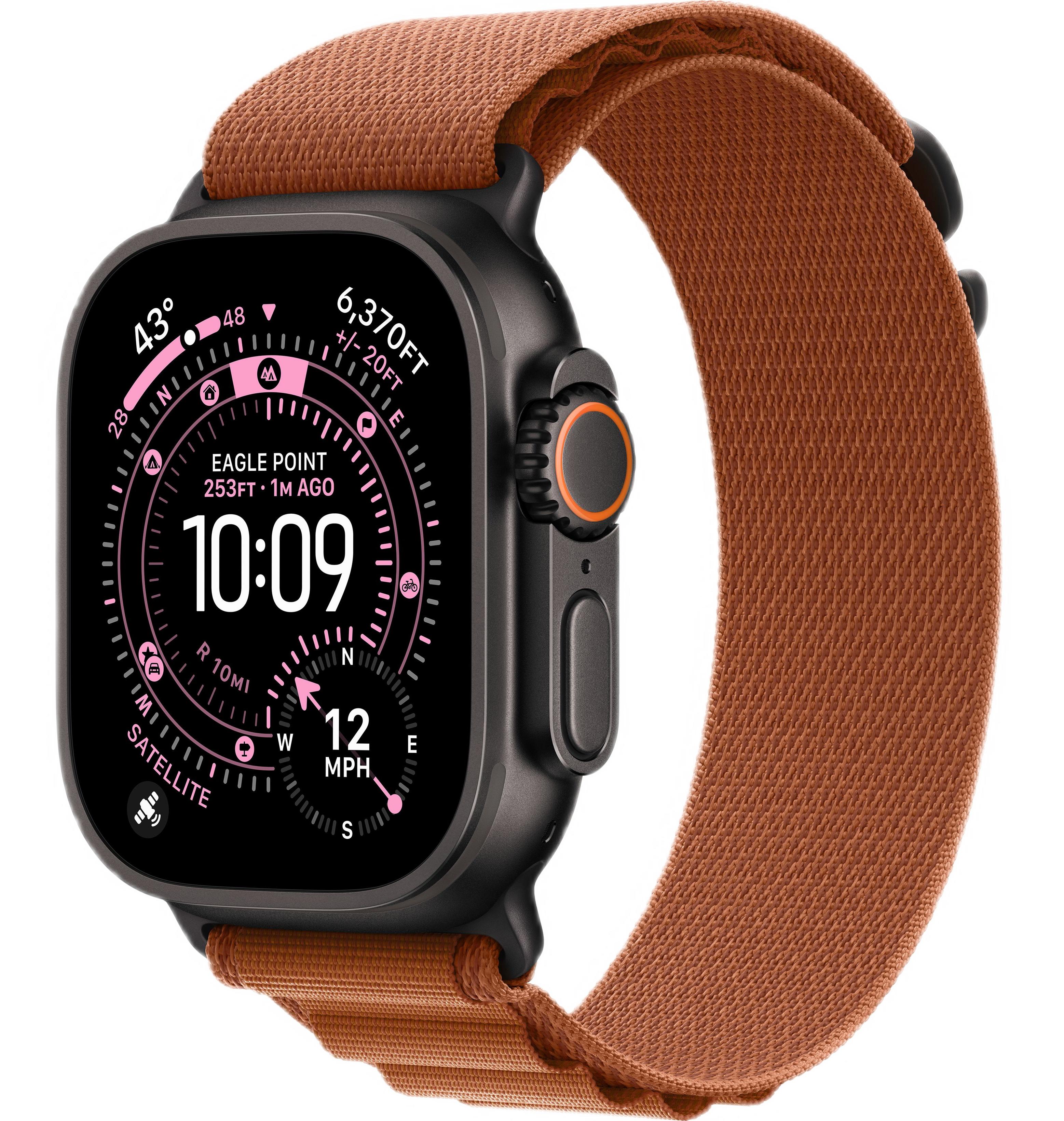 Apple Watch Ultra 3 (2025) 49mm Black Titanium Case with Terra Cotta Alpine Loop - Small (GPS + Cellular)