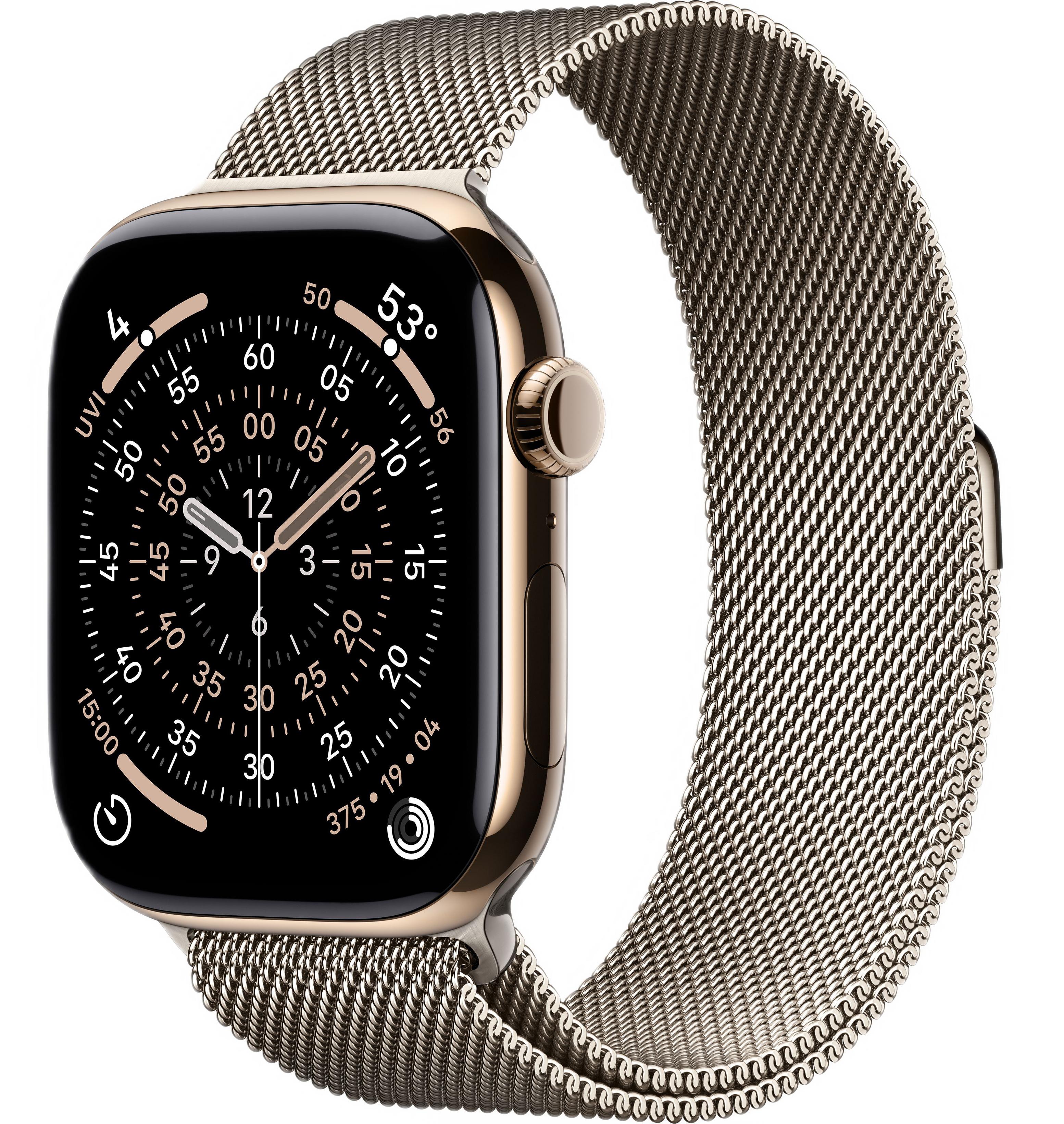 Часы Apple Watch Series 11 46mm Gold Titanium Case with Natural Milanese Loop (GPS + LTE)