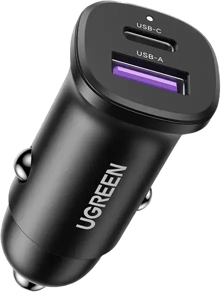 Автомобильное зарядное устройство UGREEN EC305 (25845) USB-C PD+USB-A QC 30W Fast Car Charger