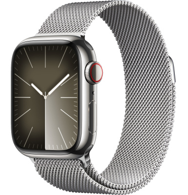 Часы Apple Watch Series 9 41mm Silver Stainless Steel Case with Silver Milanese Loop (GPS + LTE)