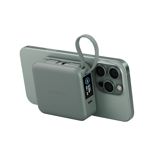 Внешний аккумулятор Energea Magpac Mini Plus Wireless Power Bank 10000mAh With Build in USB-C Cable & Display Sage