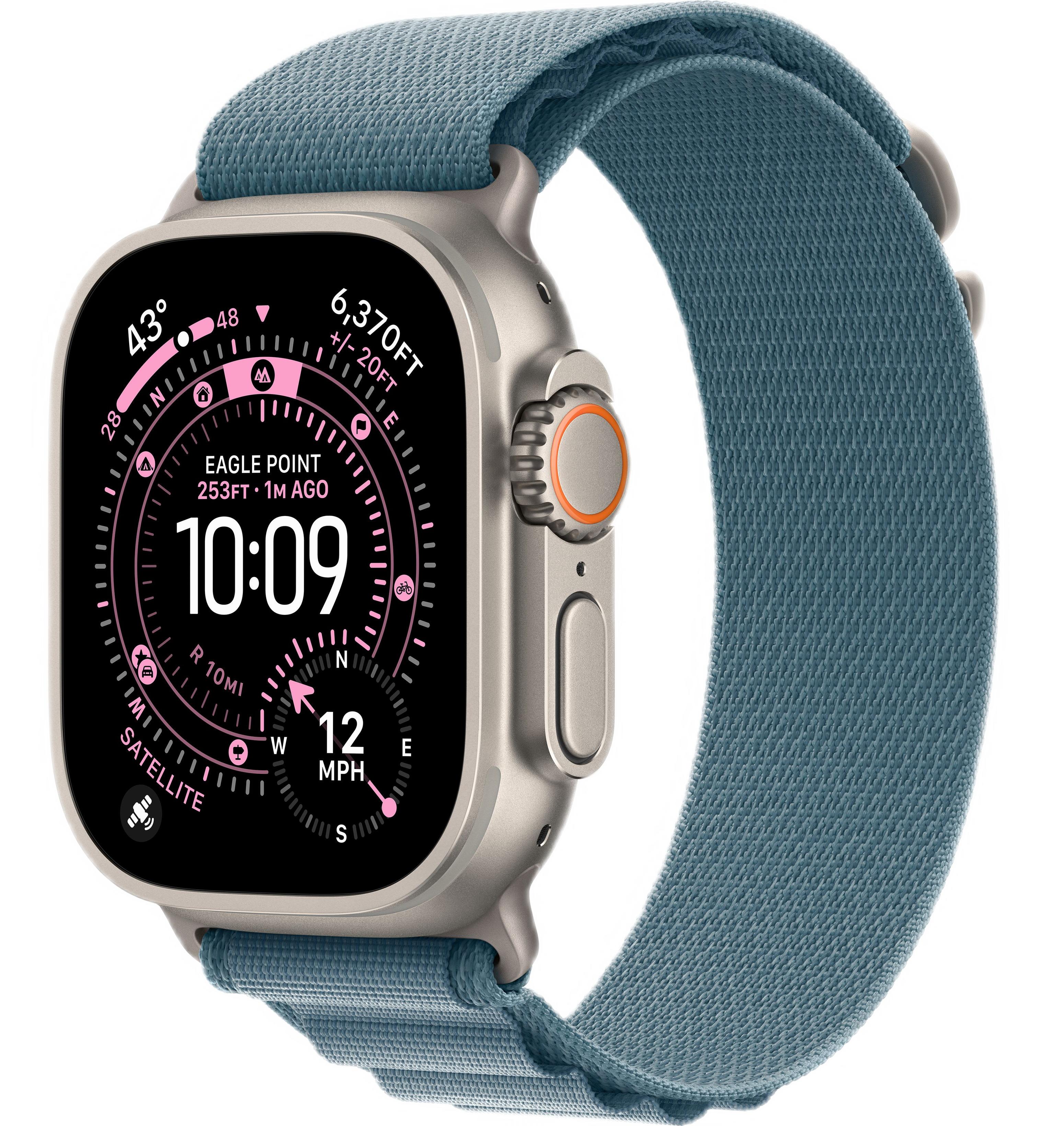 Apple Watch Ultra 3 (2025) 49mm Natural Titanium Case with Light Blue Alpine Loop - Medium (GPS + Cellular)