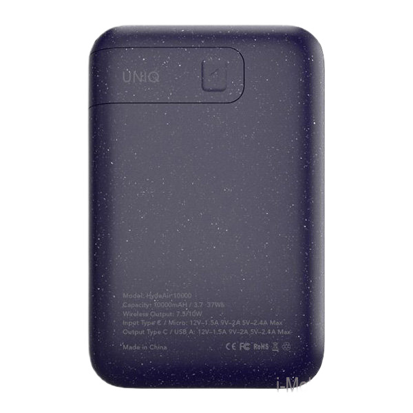 Внешний аккумулятор Uniq HYDEAIR 10000W Wireless 7.5/10W, USB-C PD 18W Indigo