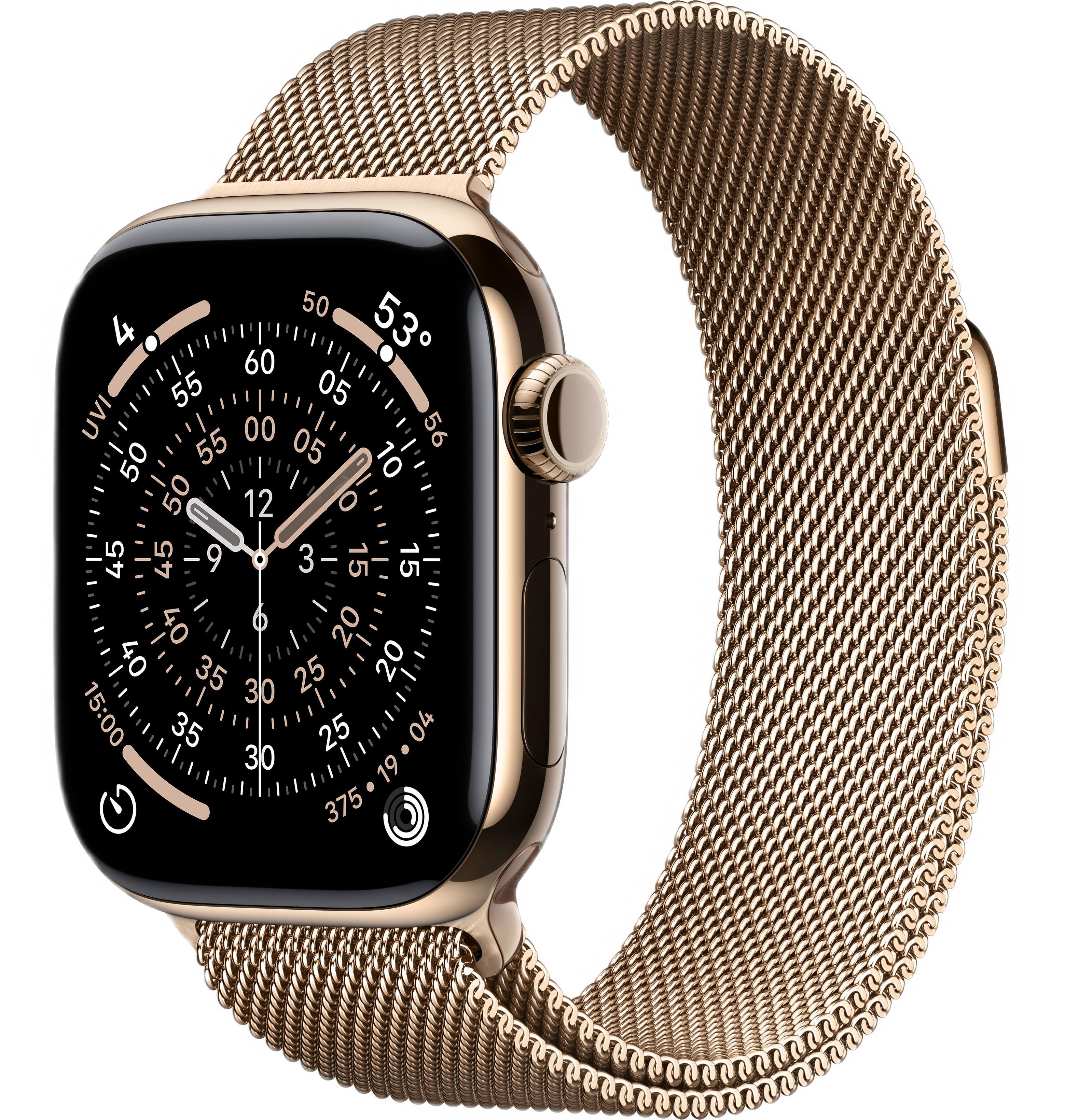 Часы Apple Watch Series 11 42mm Gold Titanium Case with Gold Milanese Loop (GPS + LTE)