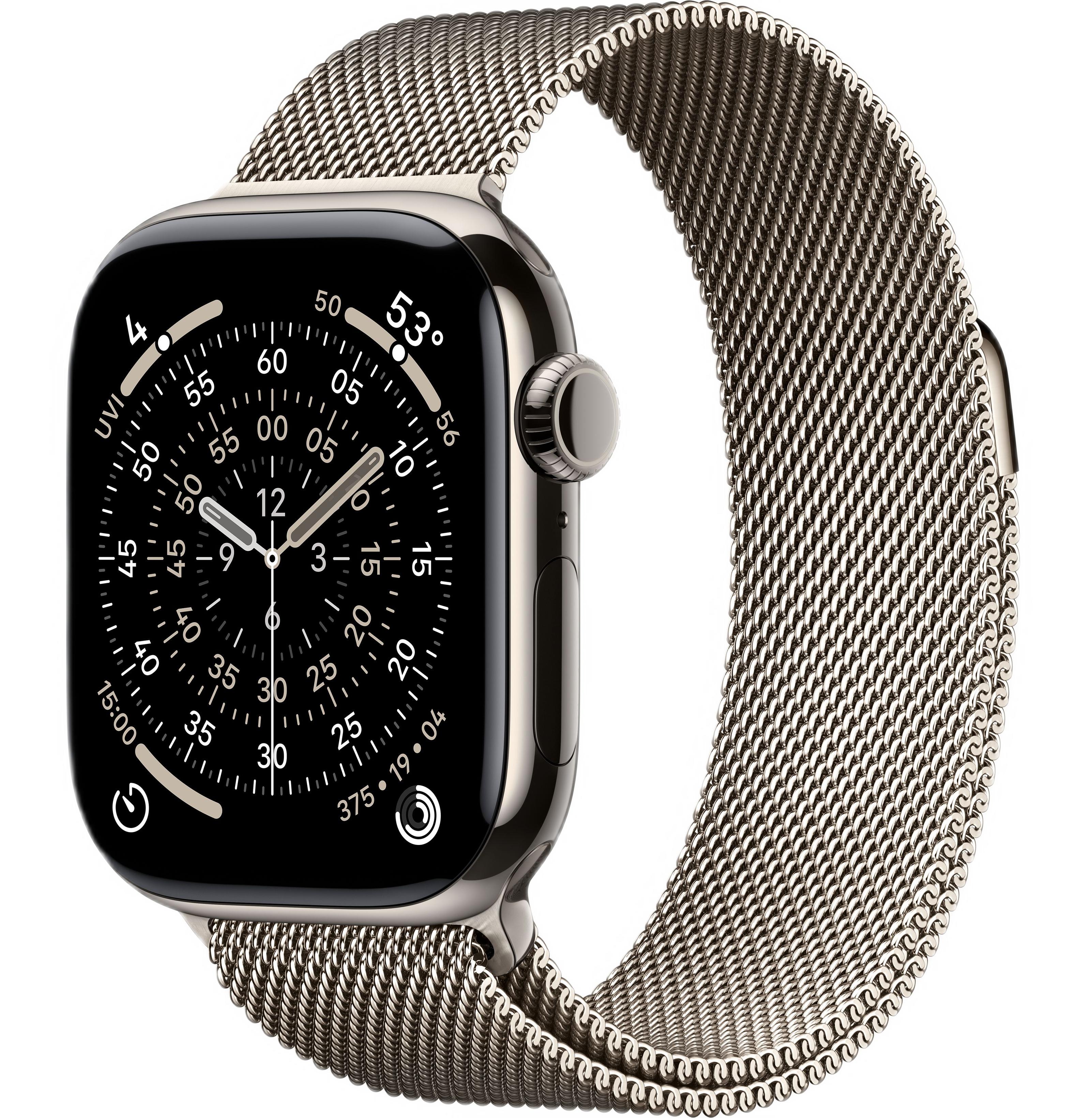 Часы Apple Watch Series 11 46mm Natural Titanium Case with Natural Milanese Loop (GPS + LTE) S/M
