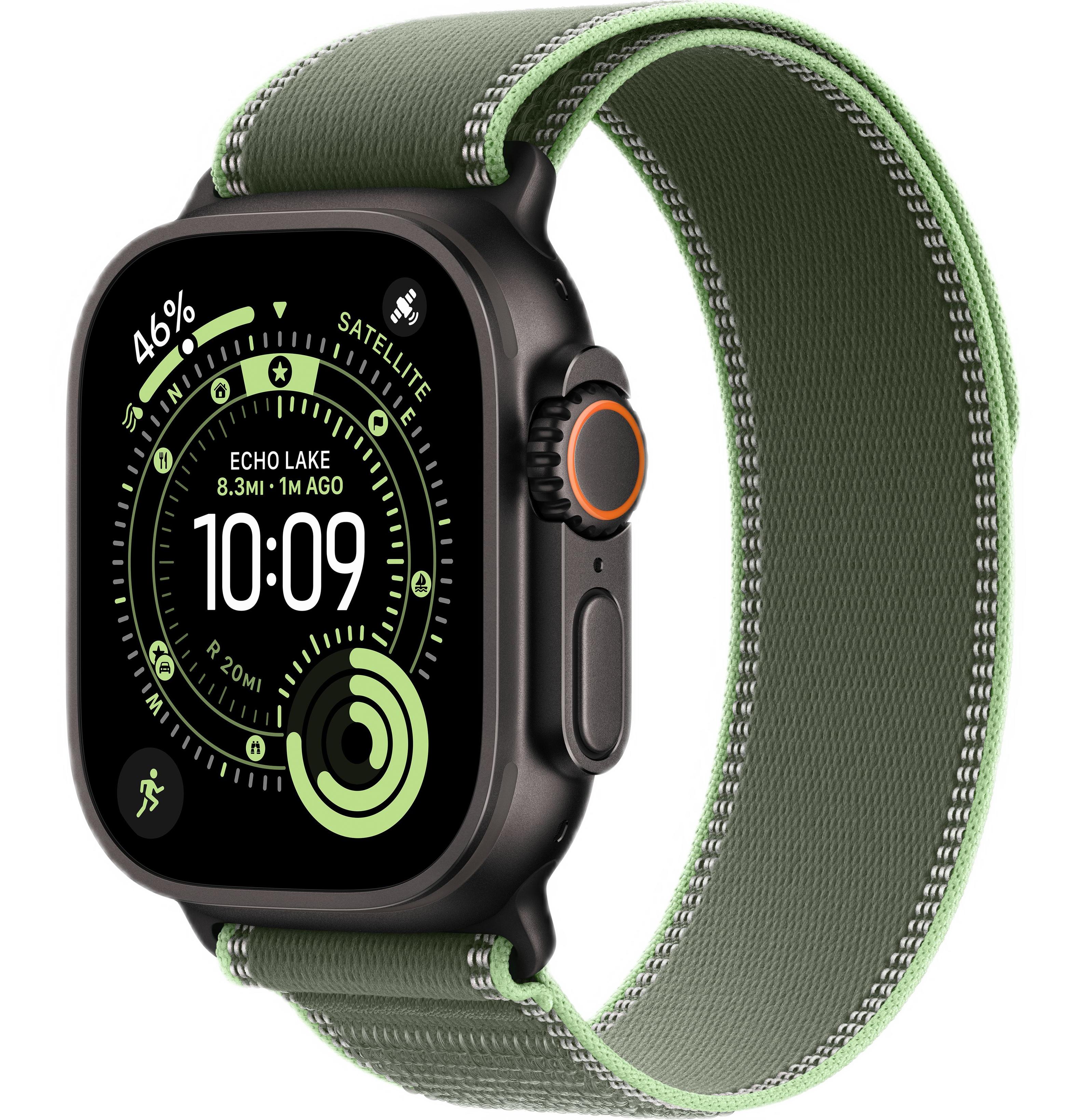 Apple Watch Ultra 3 (2025) 49mm Black Titanium Case with Green/Neon Blue Trail Loop (GPS + Cellular) (S/M)