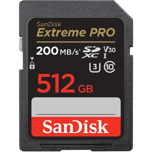 Карта памяти Sandisk SD Extreme Pro U3 4K V30 R200 W90 512GB