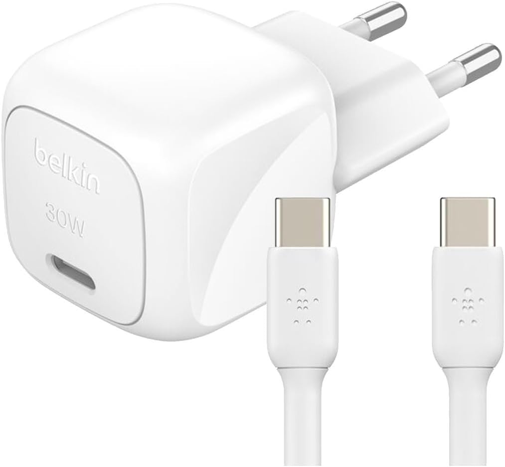 Сетевое зарядное устройство Belkin Wall Charger BoostCharge USB-C 30W с кабелем USB-C/USB-C 1м White