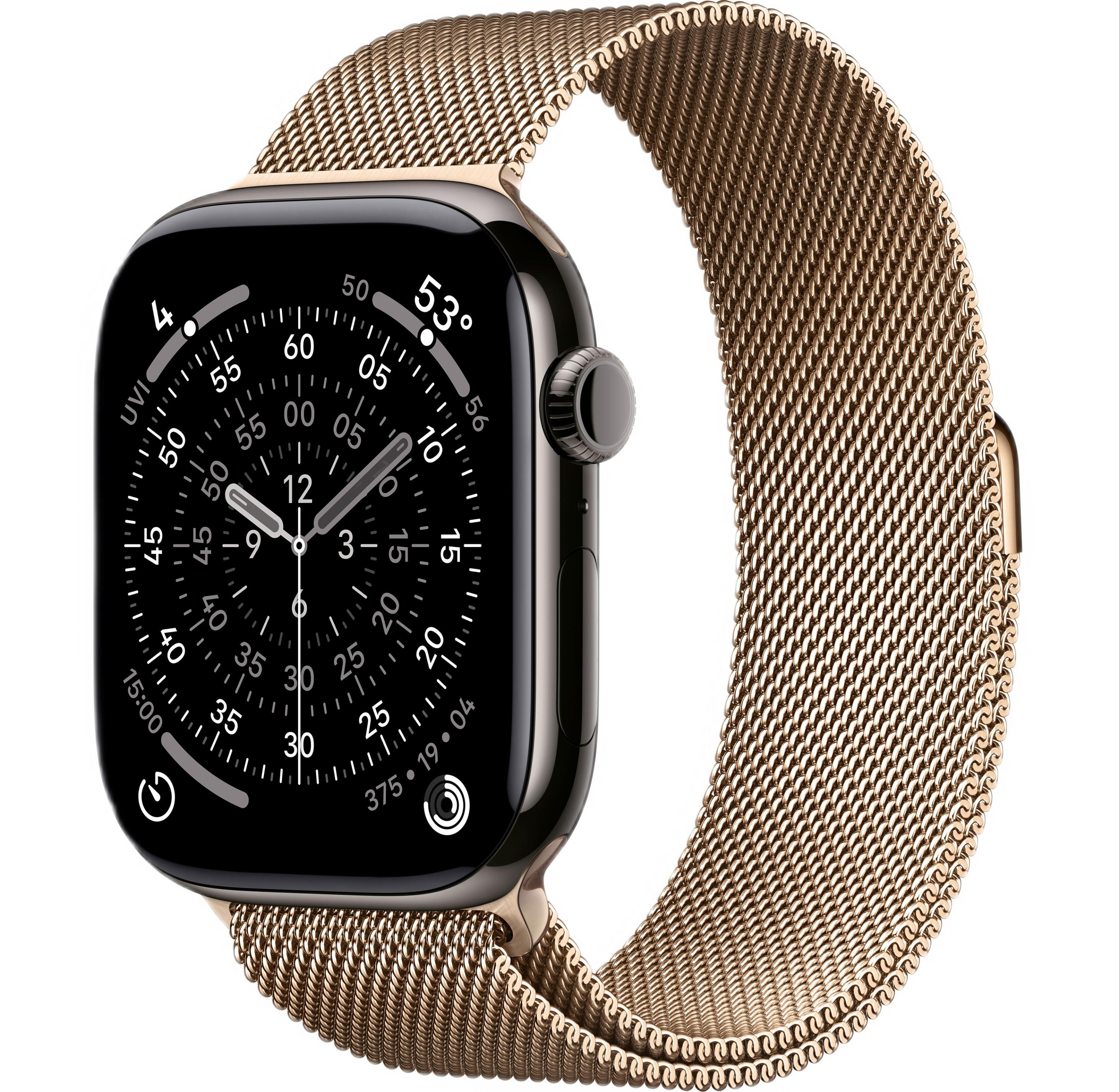 Часы Apple Watch Series 11 46mm Slate Titanium Case with Gold Milanese Loop (GPS + LTE)