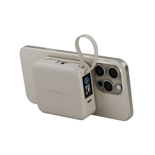 Внешний аккумулятор Energea Magpac Mini Plus Wireless Power Bank 10000mAh With Build in USB-C Cable & Display Sand