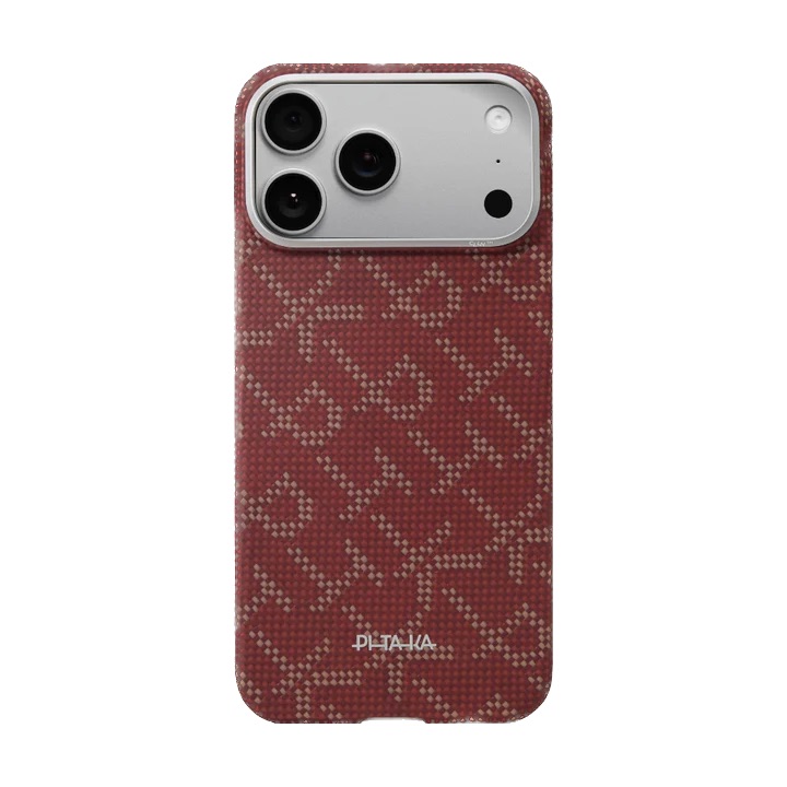 Защитный чехол Pitaka Monogram Ultra Slim Case for iPhone 17 Pro Max Gold/Red