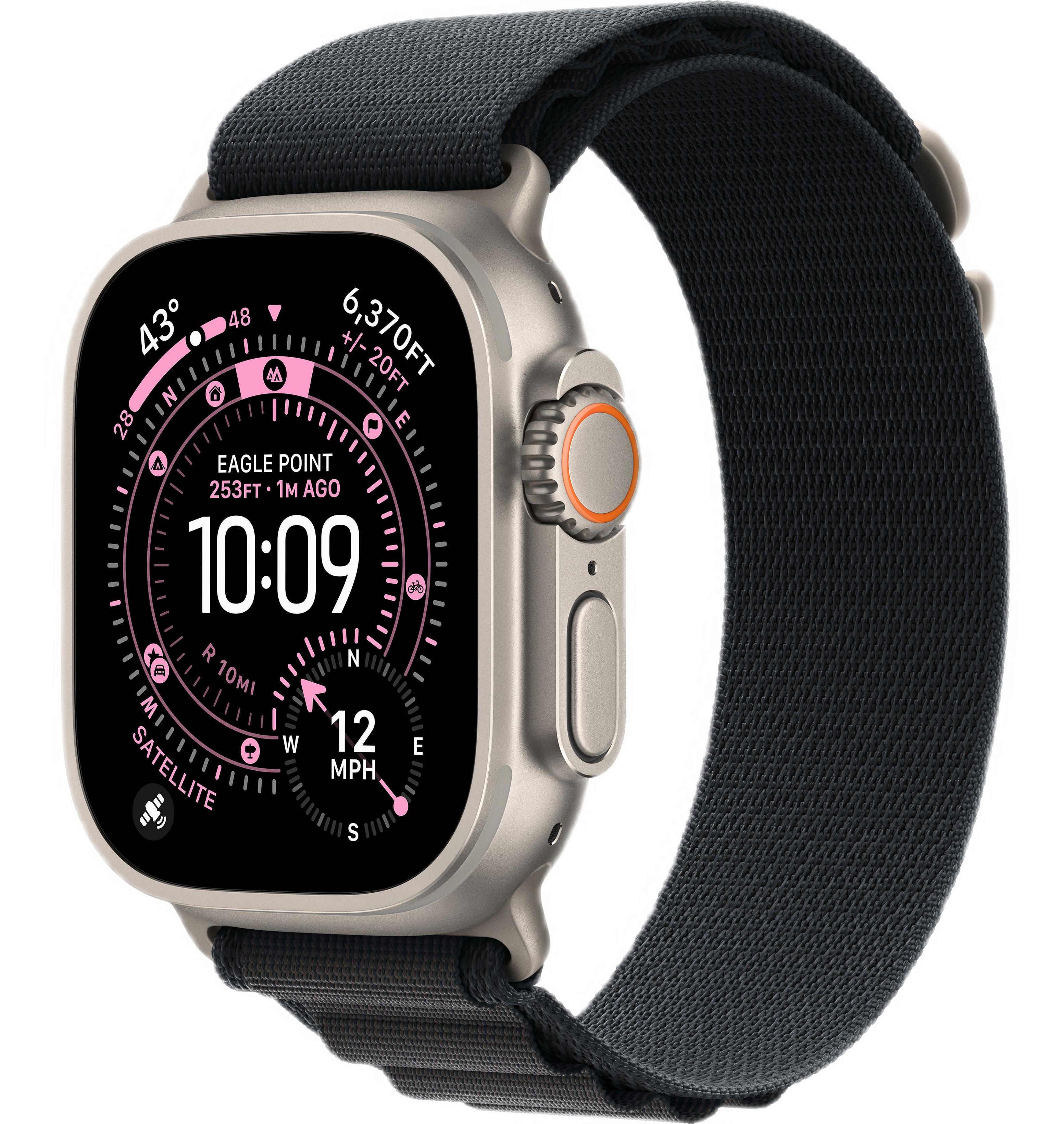 Apple Watch Ultra 3 (2025) 49mm Natural Titanium Case with Black Alpine Loop - Small (GPS + Cellular)