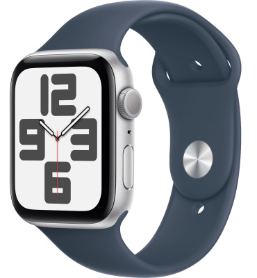 Часы Apple Watch SE (2023) 44mm Silver Aluminium Case with Storm Blue Sport Band (GPS) (размер S/M)