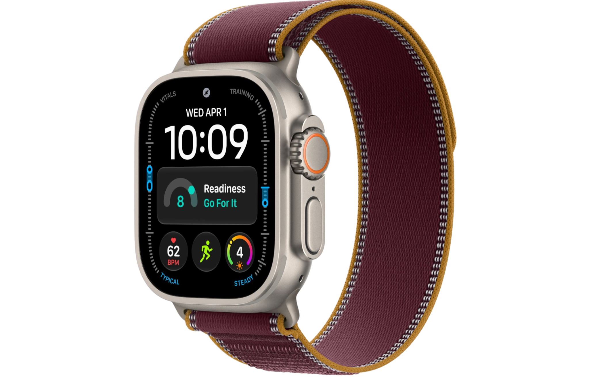 Часы Apple Watch Ultra 4 (2026) 49mm Natural Titanium Case with Burgundy Trail Loop - Medium (GPS + Cellular)