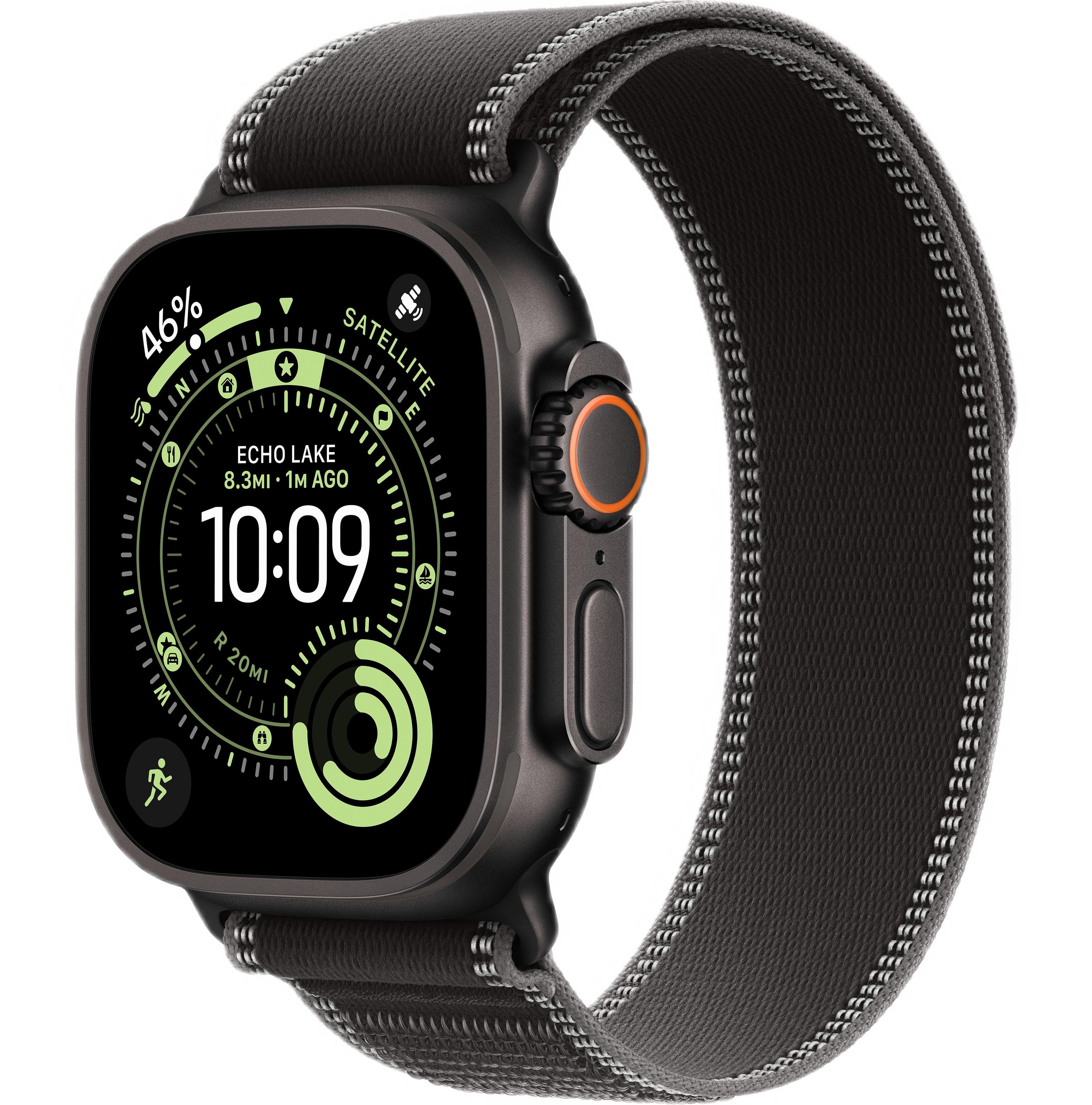 Apple Watch Ultra 3 (2025) 49mm Black Titanium Case with Black/Charcoal Trail Loop (GPS + Cellular) (M/L)
