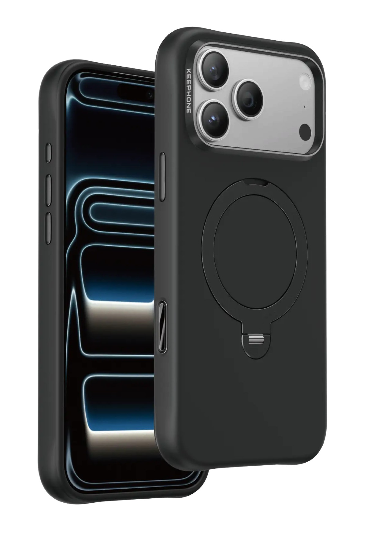 Защитный чехол Keephone Rovana Soft Touch Silicone Case With Flexible Ring (Magsafe) для iPhone 18 Pro/17 Pro Black