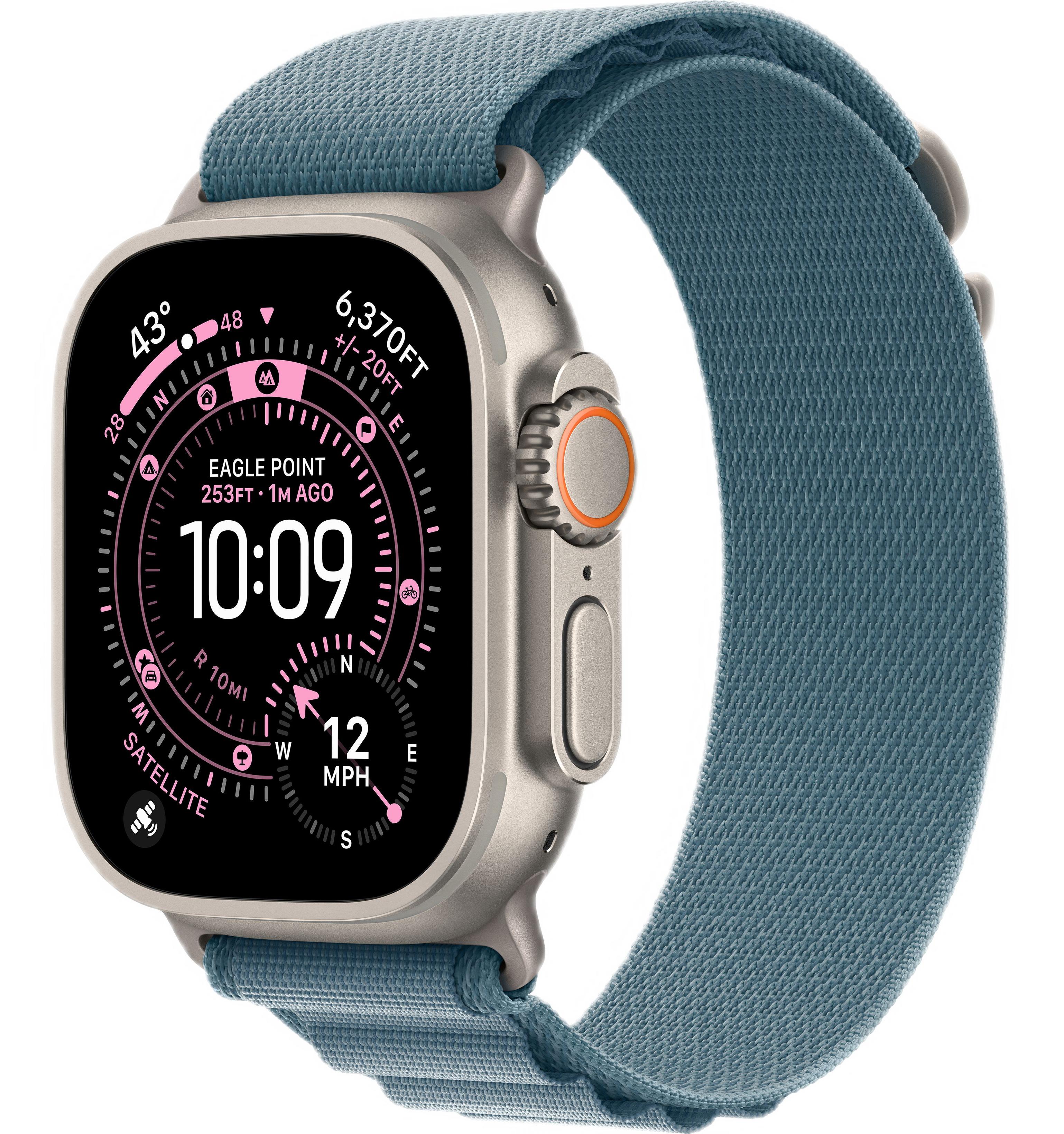 Apple Watch Ultra 3 (2025) 49mm Natural Titanium Case with Light Blue Alpine Loop - Large (GPS + Cellular)
