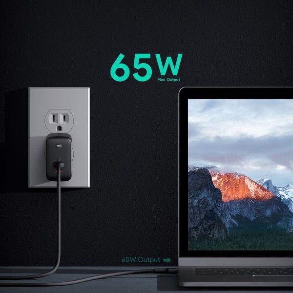 Сетевая зарядка Aukey Omnia Duo PD 65W 2xUSB-C PA-B4 Black