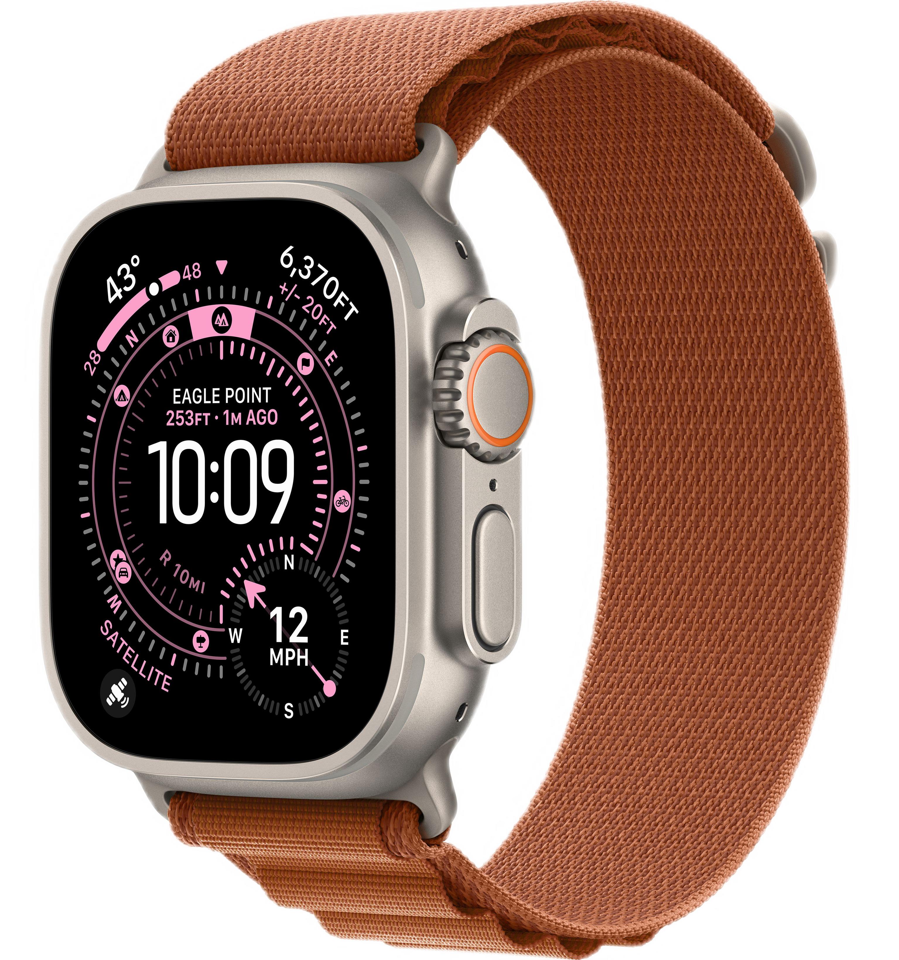Apple Watch Ultra 3 (2025) 49mm Natural Titanium Case with Terra Cotta Alpine Loop - Small (GPS + Cellular)