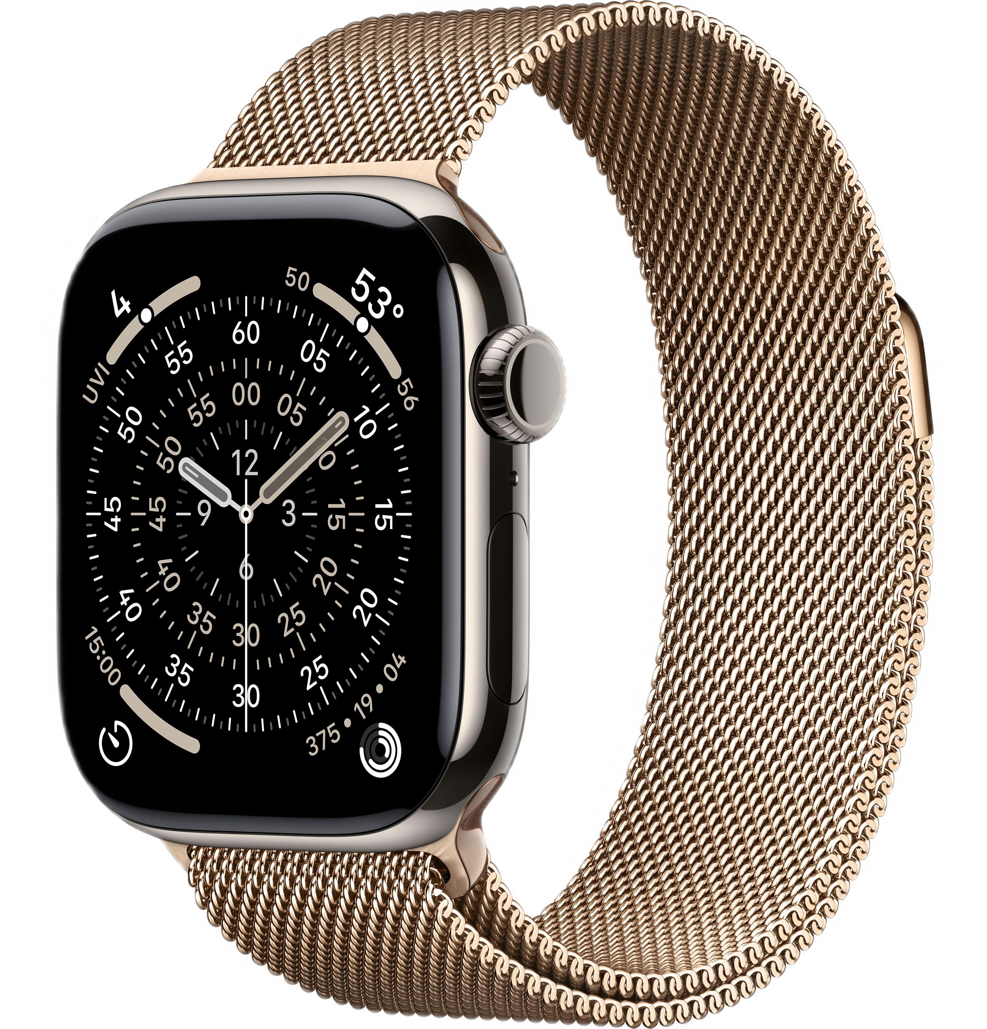 Часы Apple Watch Series 11 42mm Natural Titanium Case with Gold Milanese Loop (GPS + LTE)