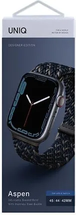 Ремешок Uniq для Apple Watch 42-45 mm ASPEN Design Strap Braided Obsidian Blue