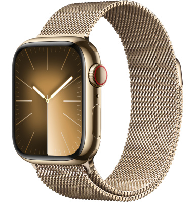 Apple Watch Series 9 41mm Gold Stainless Steel Case with Gold Milanese Loop (GPS + LTE)