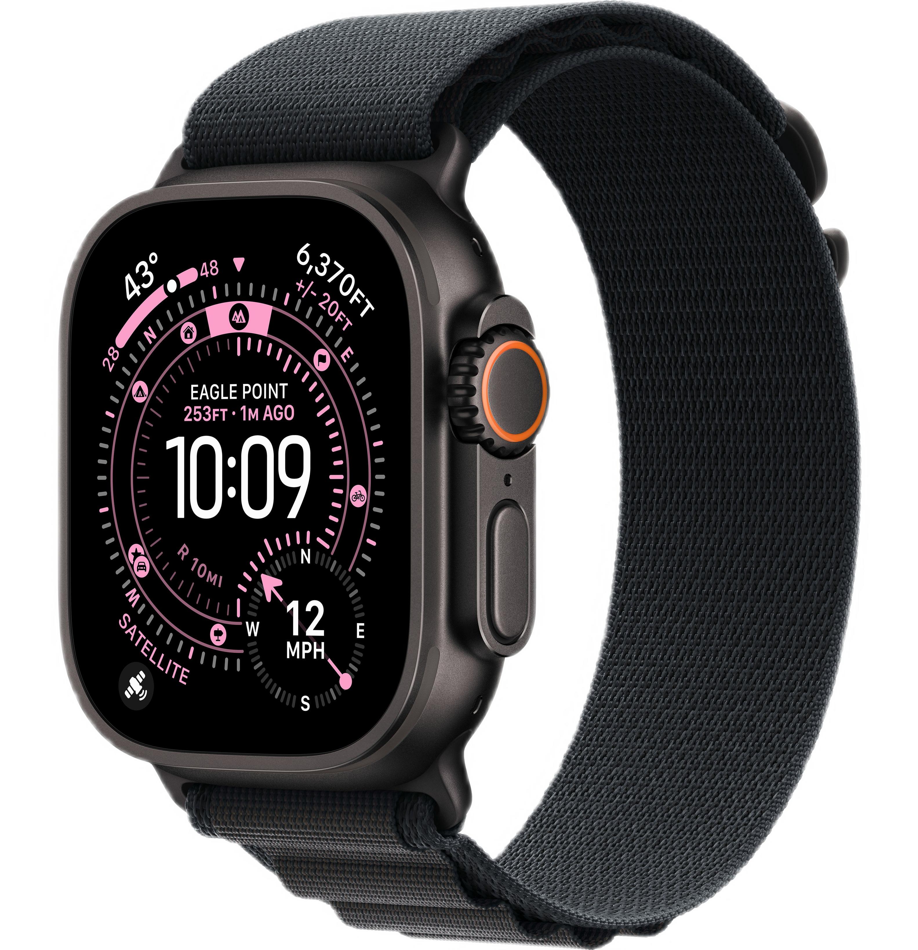 Apple Watch Ultra 3 (2025) 49mm Black Titanium Case with Black Alpine Loop - Large (GPS + Cellular)