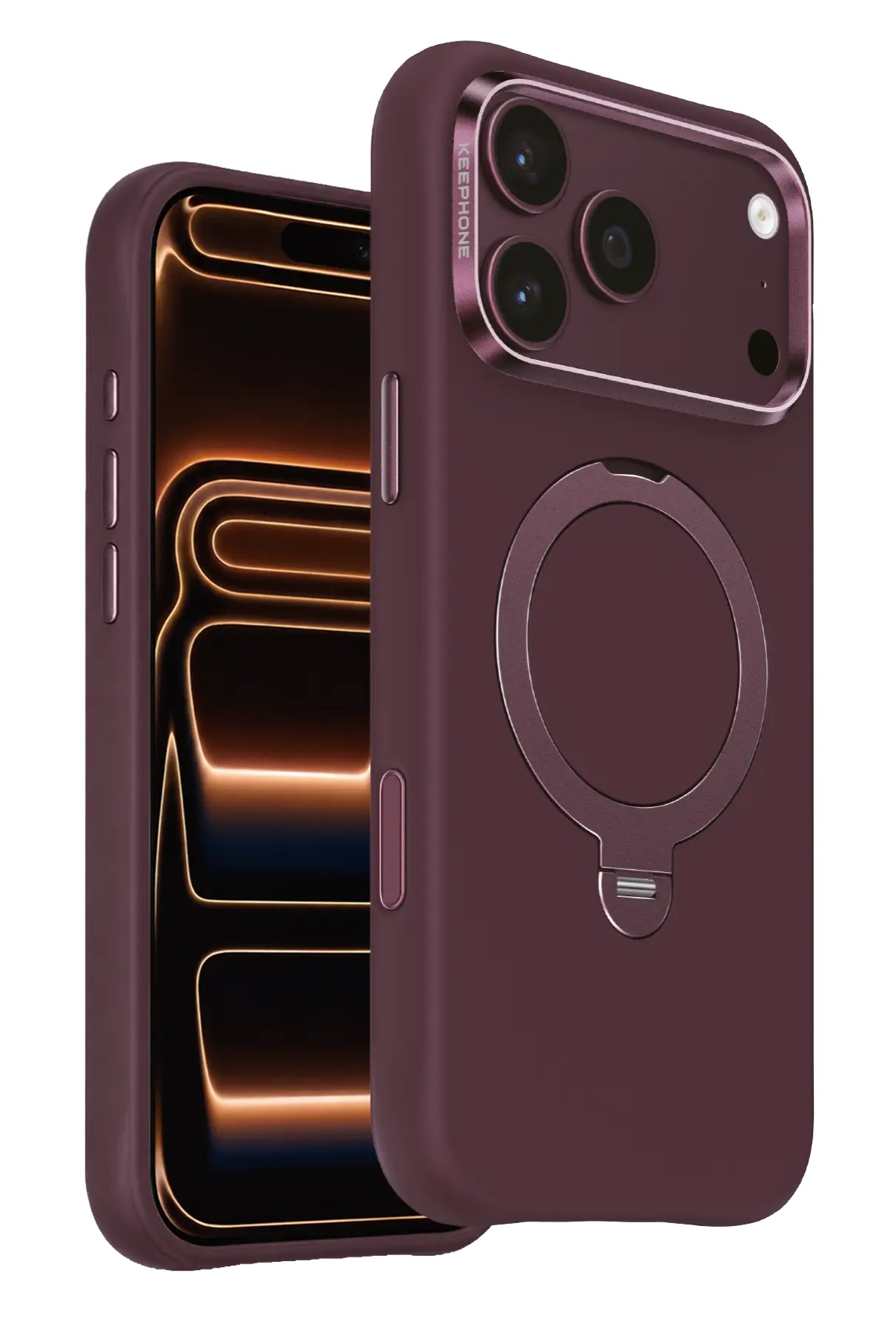 Защитный чехол Keephone Rovana Soft Touch Silicone Case With Flexible Ring (Magsafe) для iPhone 18 Pro Max/17 Pro Max Burgundy