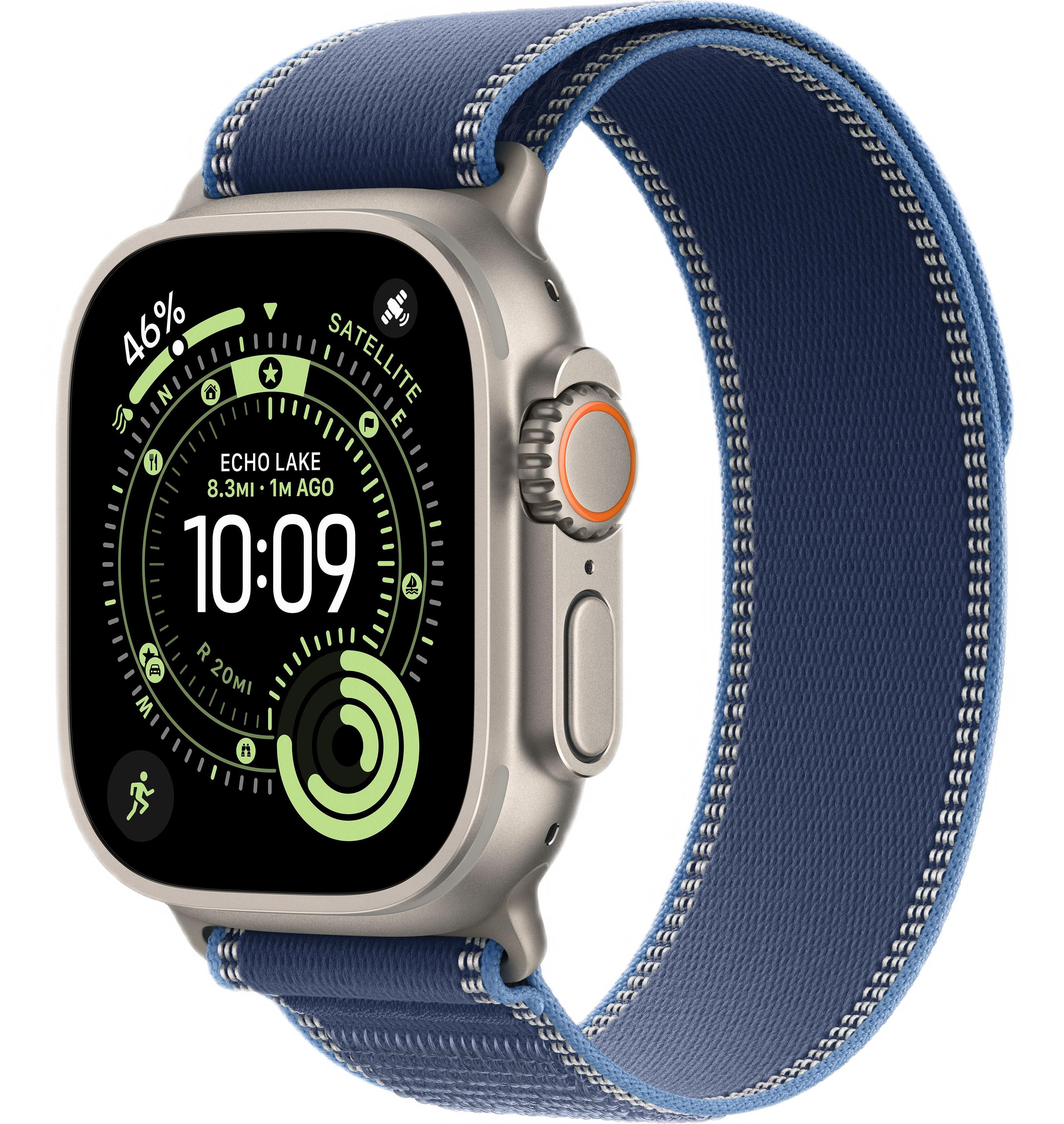 Apple Watch Ultra 3 (2025) 49mm Natural Titanium Case with Blue/Bright Blue Trail Loop (GPS + Cellular) (M/L)