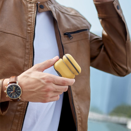 Чехол Uniq для Airpods Pro 2 Lyden DS Leatherette with handstrap Canary Yellow / Flint Grey Чехол Uniq для Airpods Pro 2 Lyden DS Leatherette with handstrap Canary Yellow / Flint Grey
